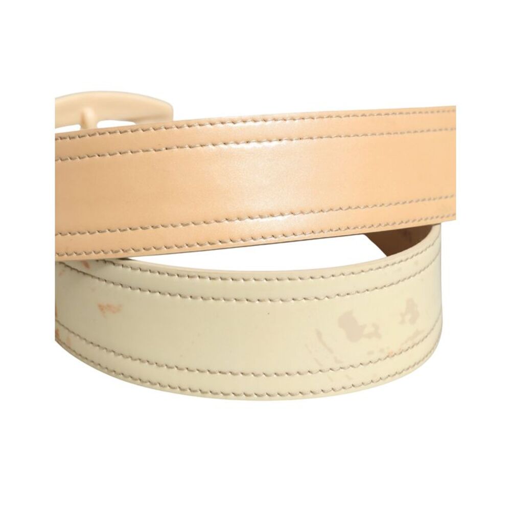 Prada Beige Leather Logo Wide Waist Women Square Buckle Women's Belt - Picture 4 of 5